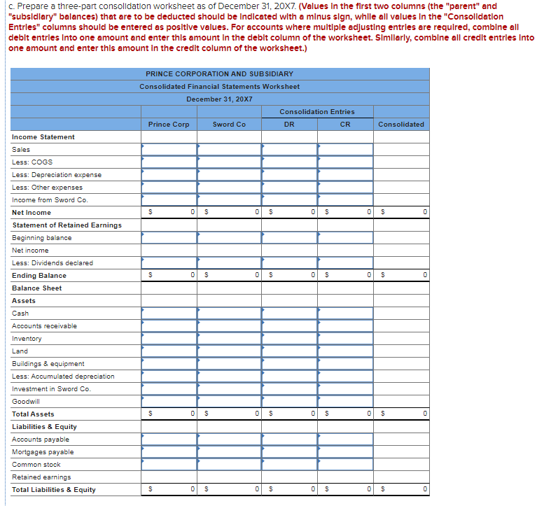 Solved Prince Corporation Acquired 100 Percent Of Sword 