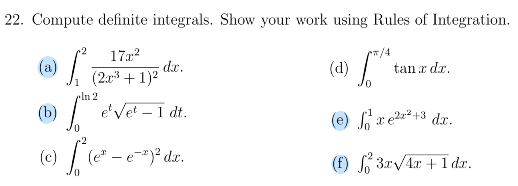 Solved Compute definite integrals. Show your work completely | Chegg.com
