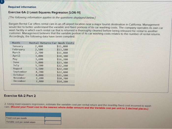 Solved Required information Exercise 6A-2 Least-Squares | Chegg.com
