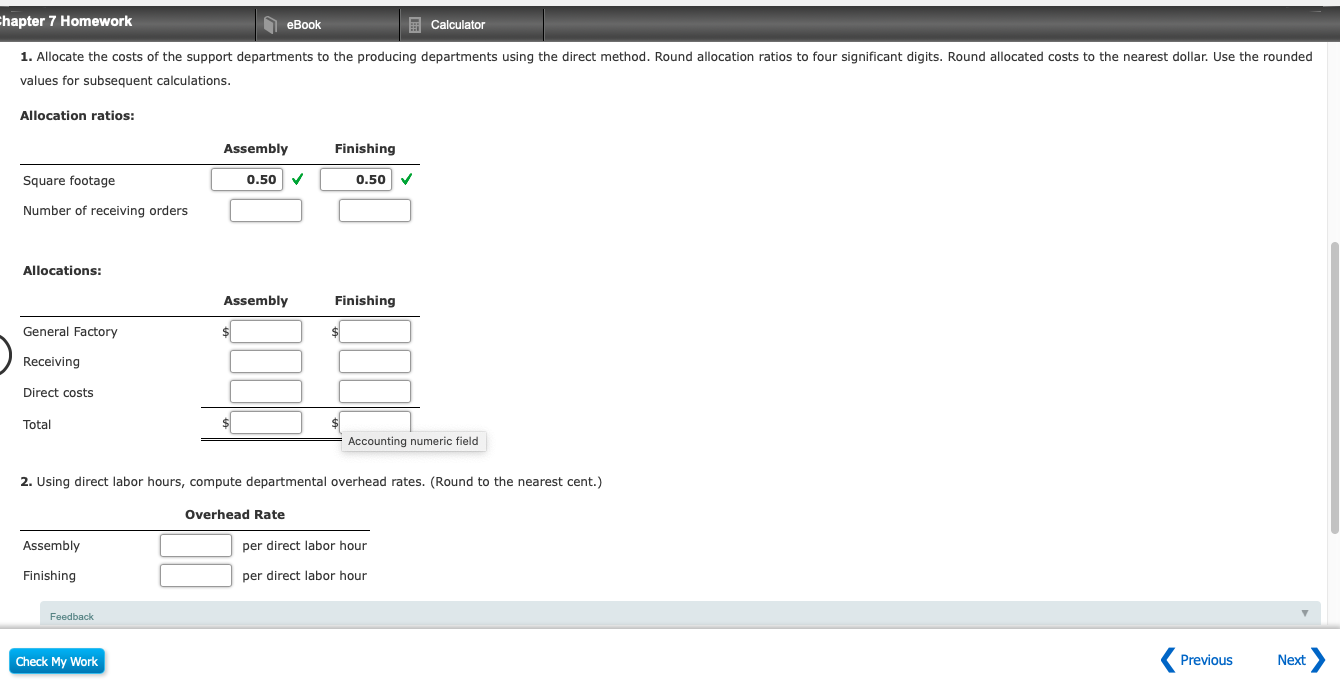 Solved Chapter 7 Homework eBook Calculator 1. Allocate the | Chegg.com