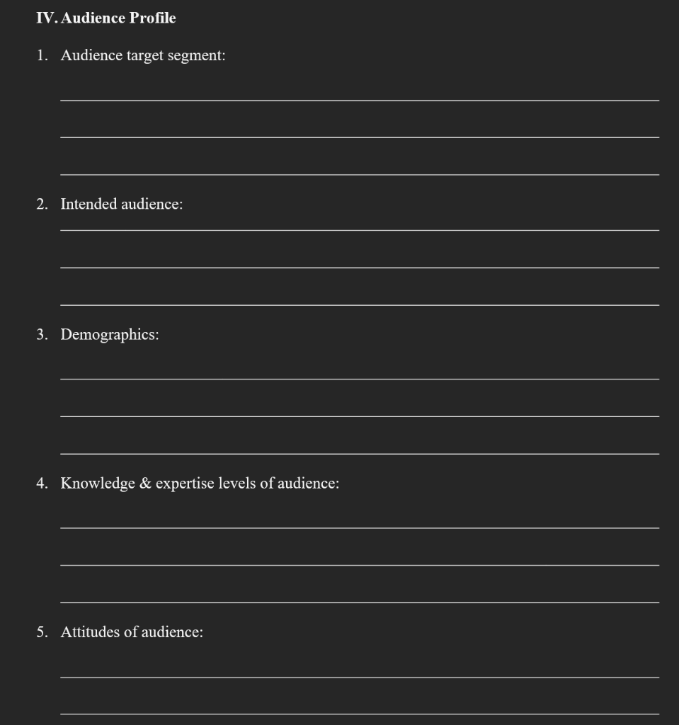 AUDIENCE RECOGNITION Audience Profile: // 15) | Chegg.com