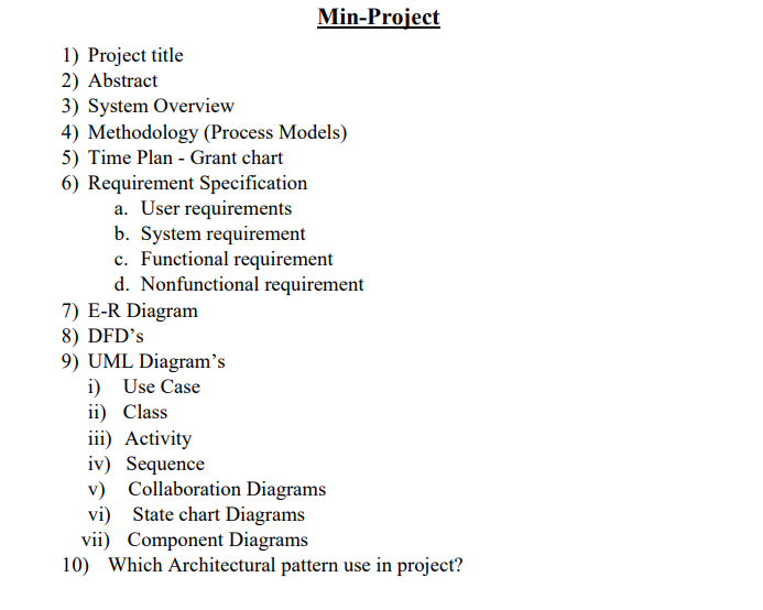 Solved Min-Project 1) Project title 2) Abstract 3) System | Chegg.com