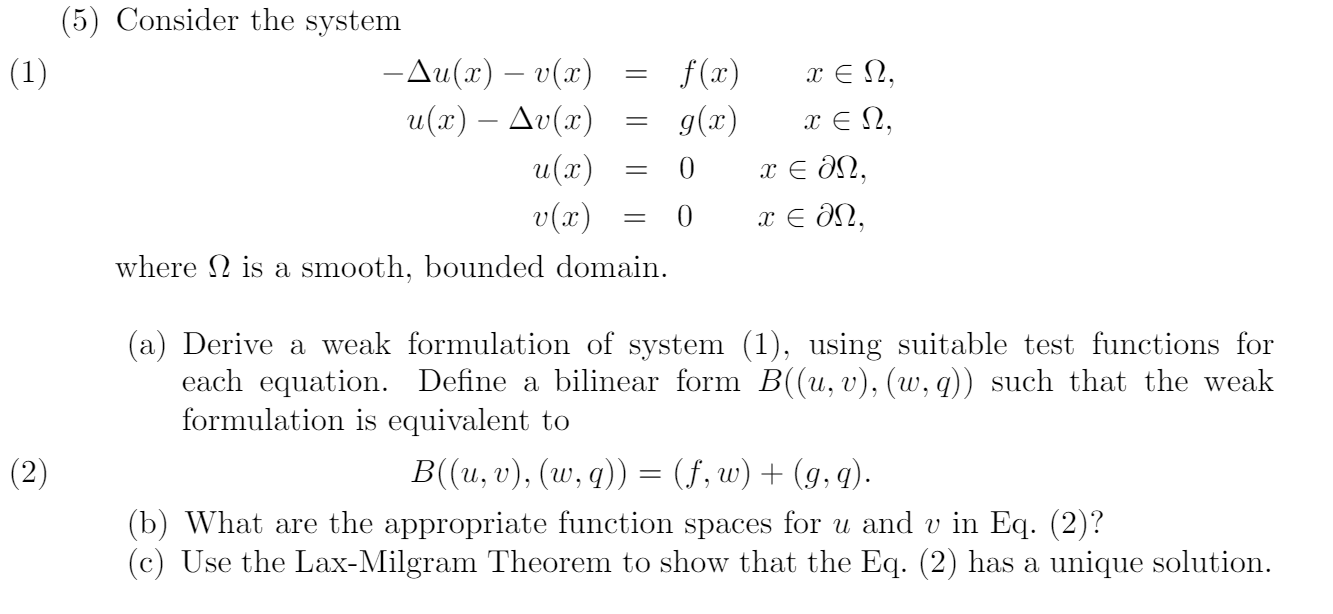 Solved 1 5 Consider The System Au X V X F X Chegg Com