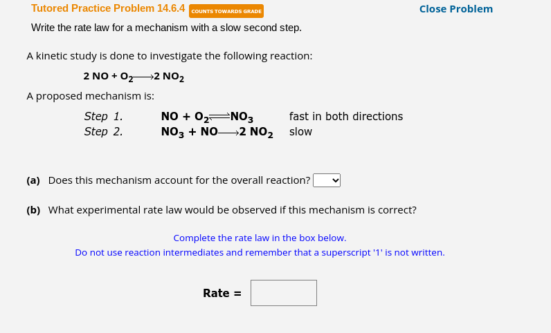 Solved 2NO+O2 2NO2 A proposed mechanism is: Step 1. Step | Chegg.com