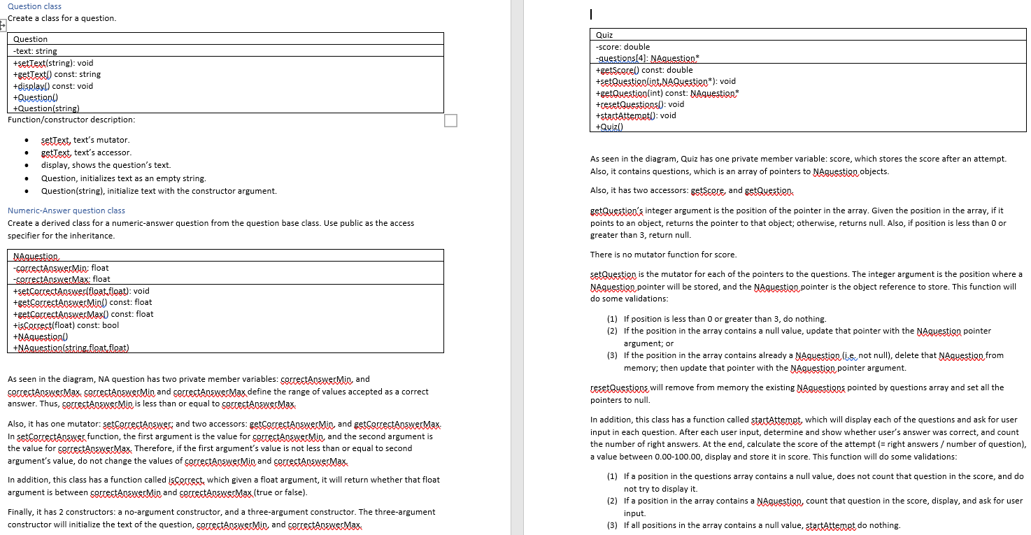 Question class Create a class for a question. 1 | Chegg.com