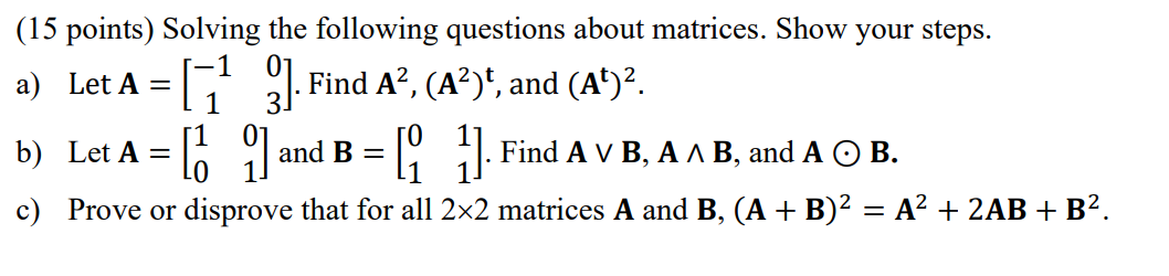 Solved (15 Points) Solving The Following Questions About | Chegg.com