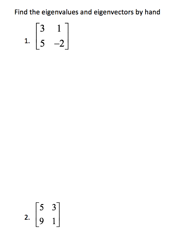 Solved Find the eigenvalues and eigenvectors by hand 13 1 1. | Chegg.com