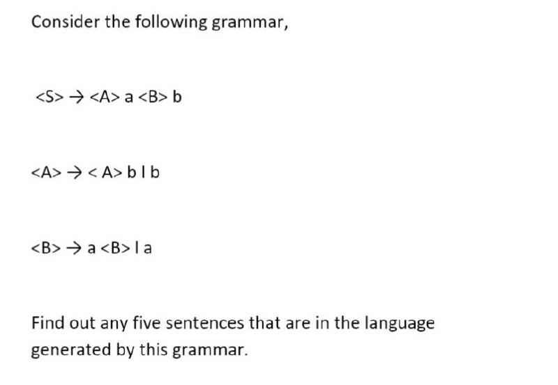 Solved Consider The Following Grammar, A B | Chegg.com