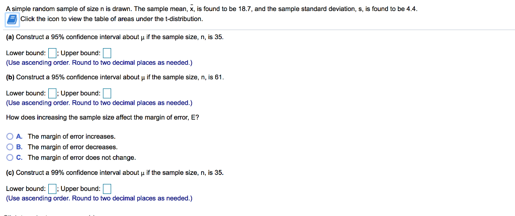 Solved A simple random sample of size n is drawn. The sample | Chegg.com