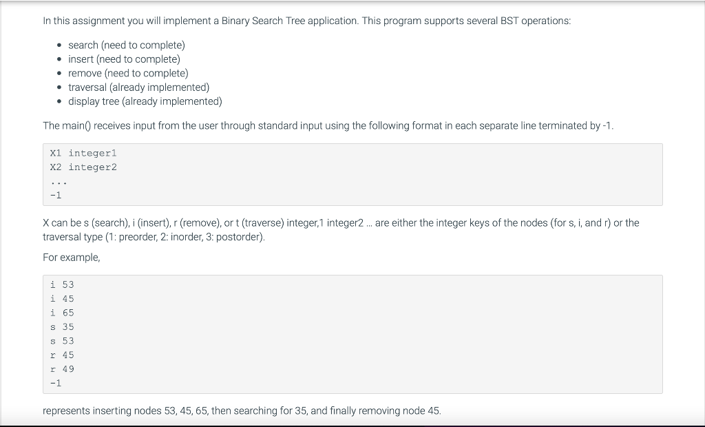 Solved In this assignment you will implement a Binary Search | Chegg.com