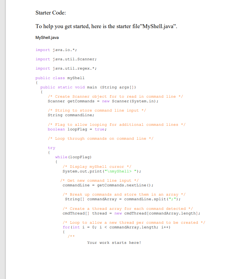 Solved a shell prints a prompt and then reads a line of | Chegg.com