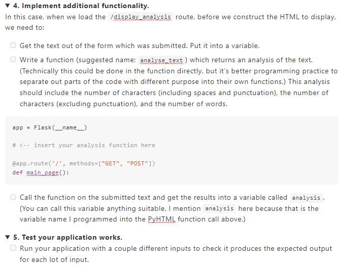 Solved Task: Write A Flask Web Server That Analyses Text. On | Chegg.com