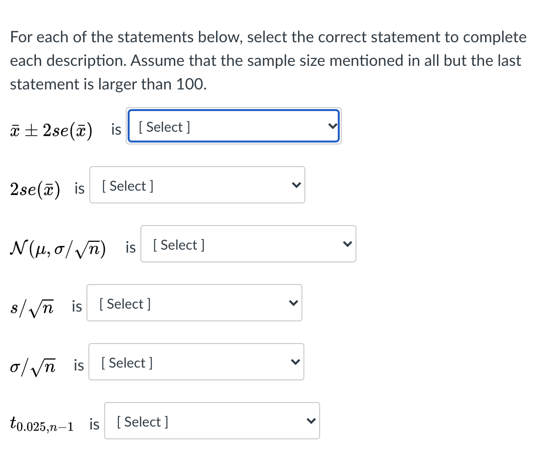 Solved For Each Of The Statements Below, Select The Correct | Chegg.com