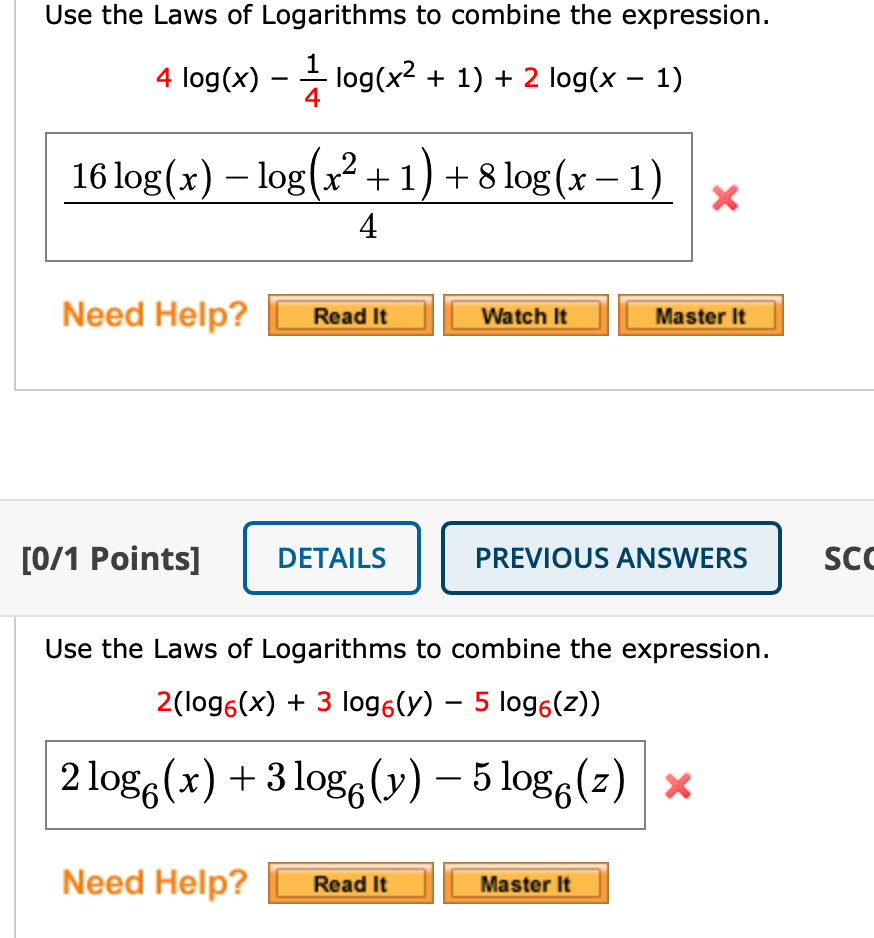 Solved Use The Laws Of Logarithms To Combine The Expression. | Chegg.com