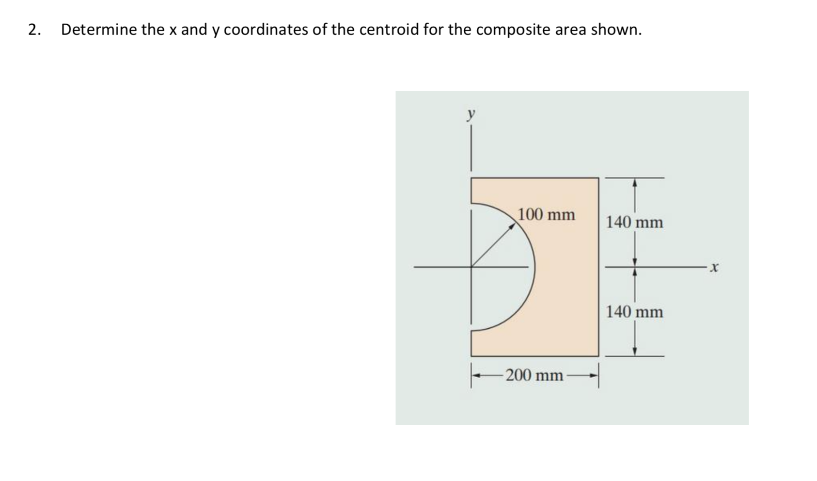 Solved 2. Determine the x and y coordinates of the centroid