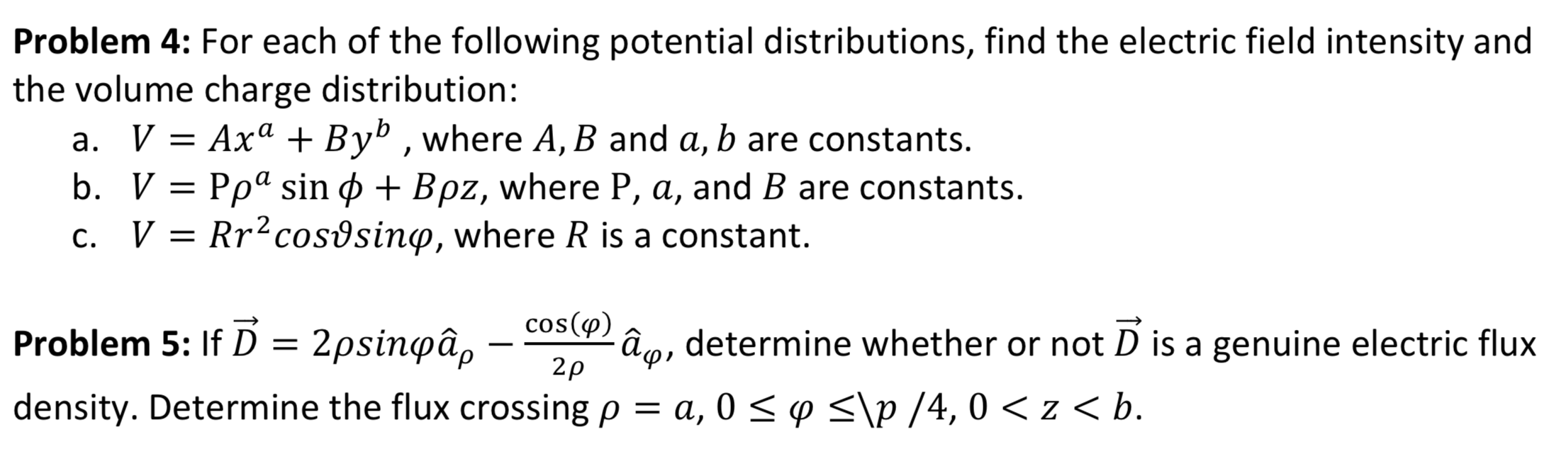 Solved Problem 4: For each of the following potential | Chegg.com