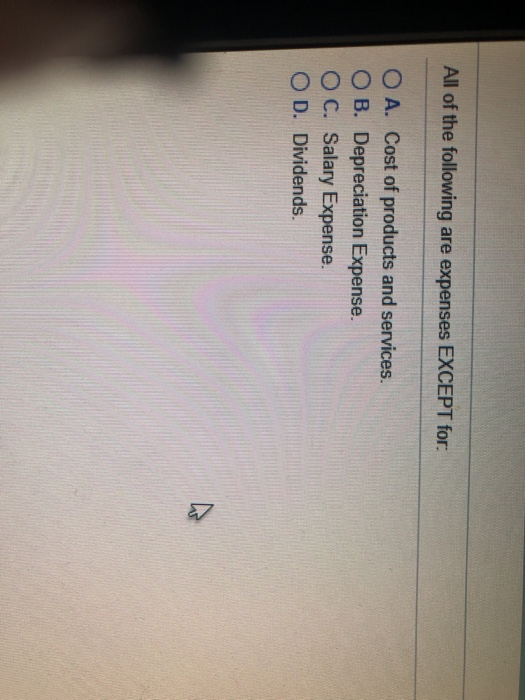 solved-all-of-the-following-are-expenses-except-for-o-a-chegg