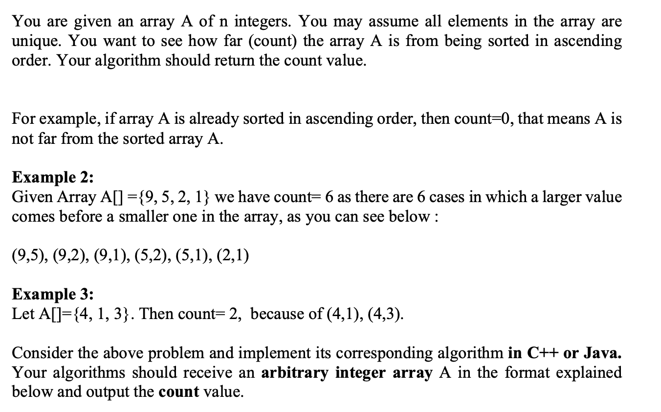Solved You are given an array A of n integers. You may | Chegg.com