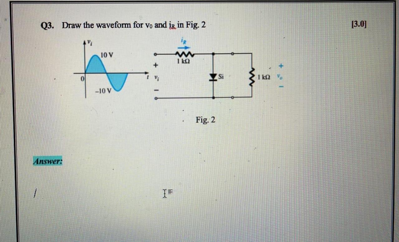 Solved Q3. Draw the waveform for Vo and ir in Fig. 2 [3.0] | Chegg.com