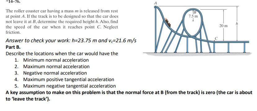 Solved A The roller coaster car having a mass m is released