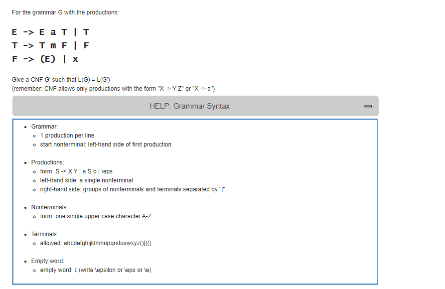 Solved For The Grammar G With The Productions E Ea Ii Chegg Com