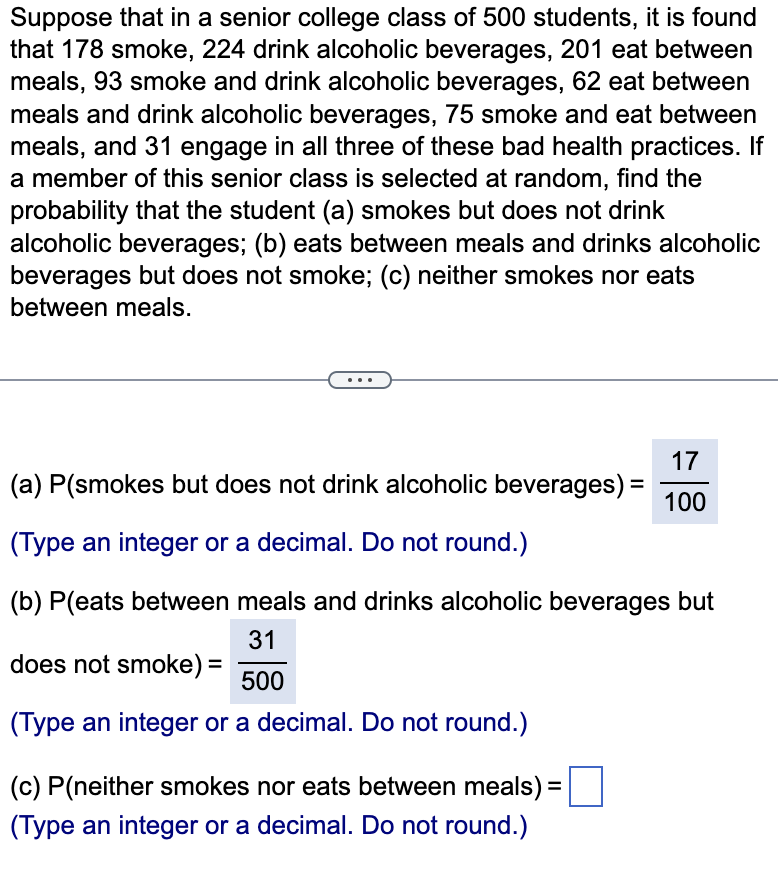 Solved Suppose That In A Senior College Class Of 500 | Chegg.com