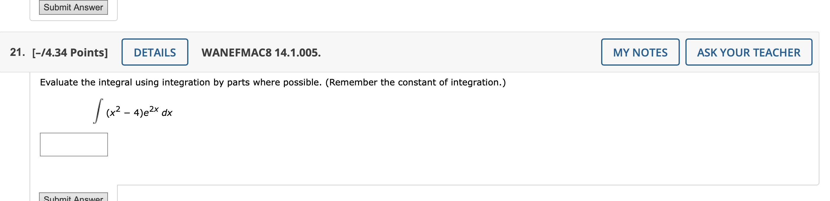 Solved Evaluate the integral using integration by parts | Chegg.com