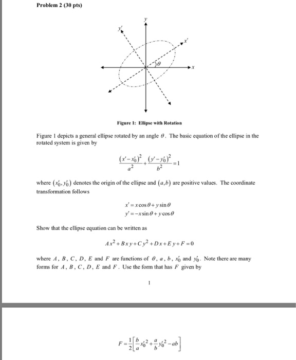 Problem 2 (30 pts) Figure 1: Ellipse with Rotation | Chegg.com