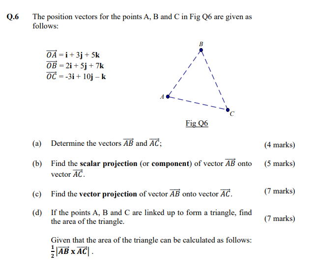 Solved .6 The position vectors for the points A,B and C in | Chegg.com