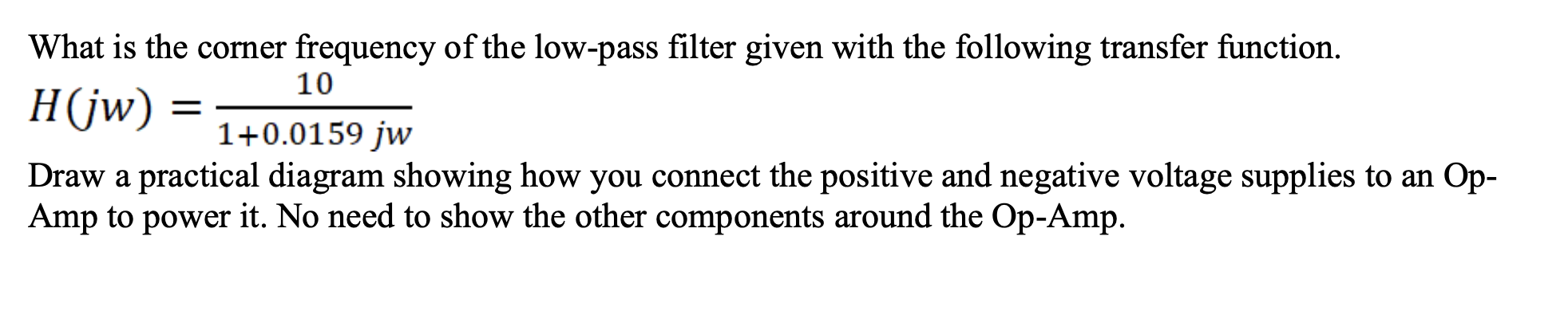 Solved What is the corner frequency of the low-pass filter | Chegg.com