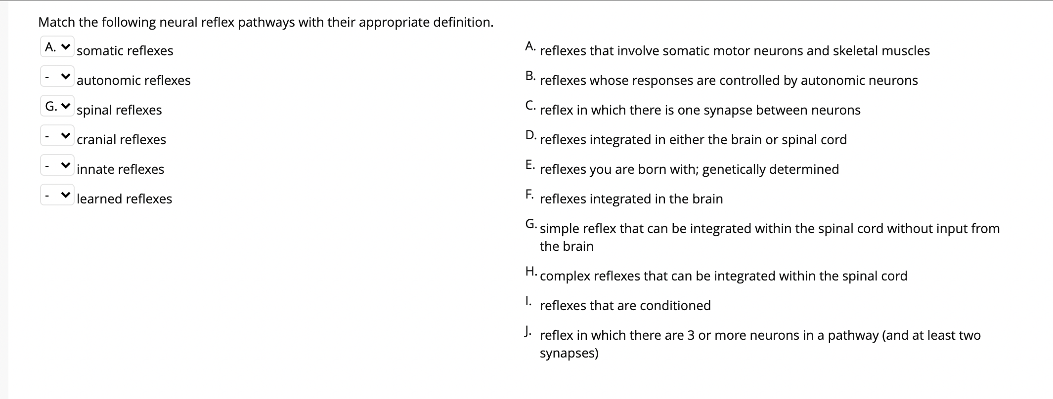 Solved Match the following neural reflex pathways with their | Chegg.com