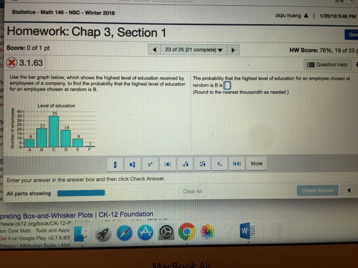 Solved Statistics- Math 146-NSC-Winter 2018 ziqlu huang 읊 | | Chegg.com
