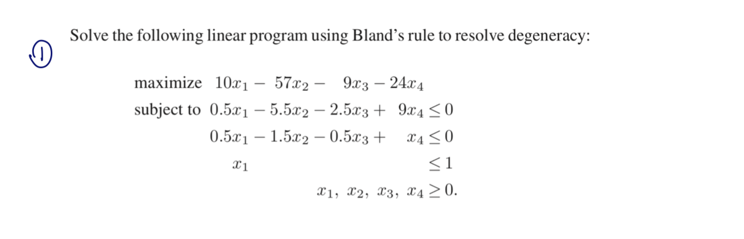 Solved Solve the following linear program using Bland's rule | Chegg.com