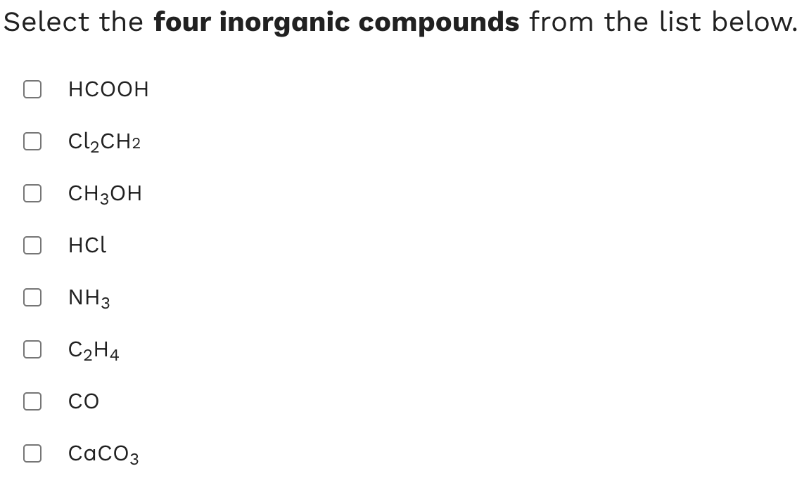 inorganic compounds list