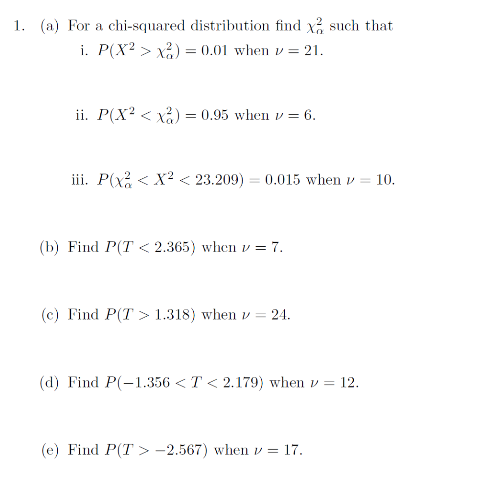 Solved 1 A For A Chi Squared Distribution Find Xa Such Chegg Com