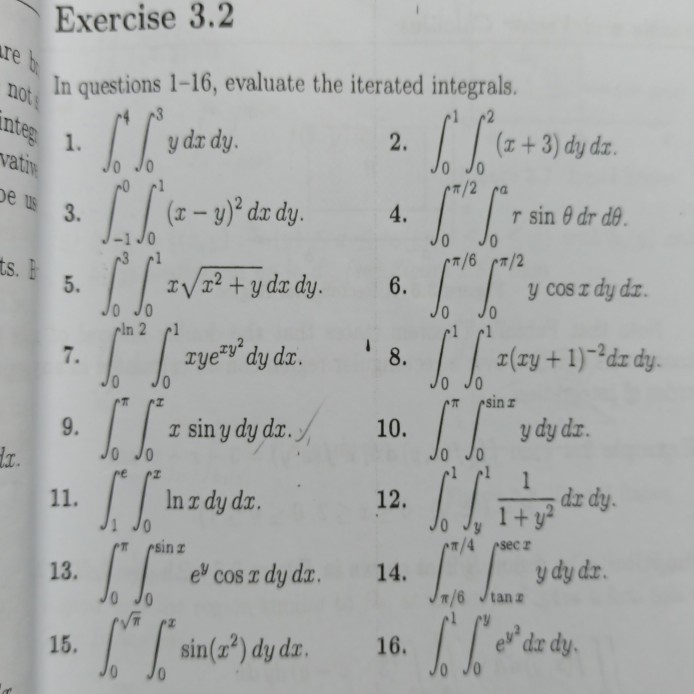 Exercise 3 2 Are B Do In Questions 1 16 Evaluate Chegg Com