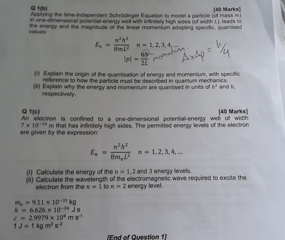Solved Applying the time independent Schrodinger Equation to | Chegg.com