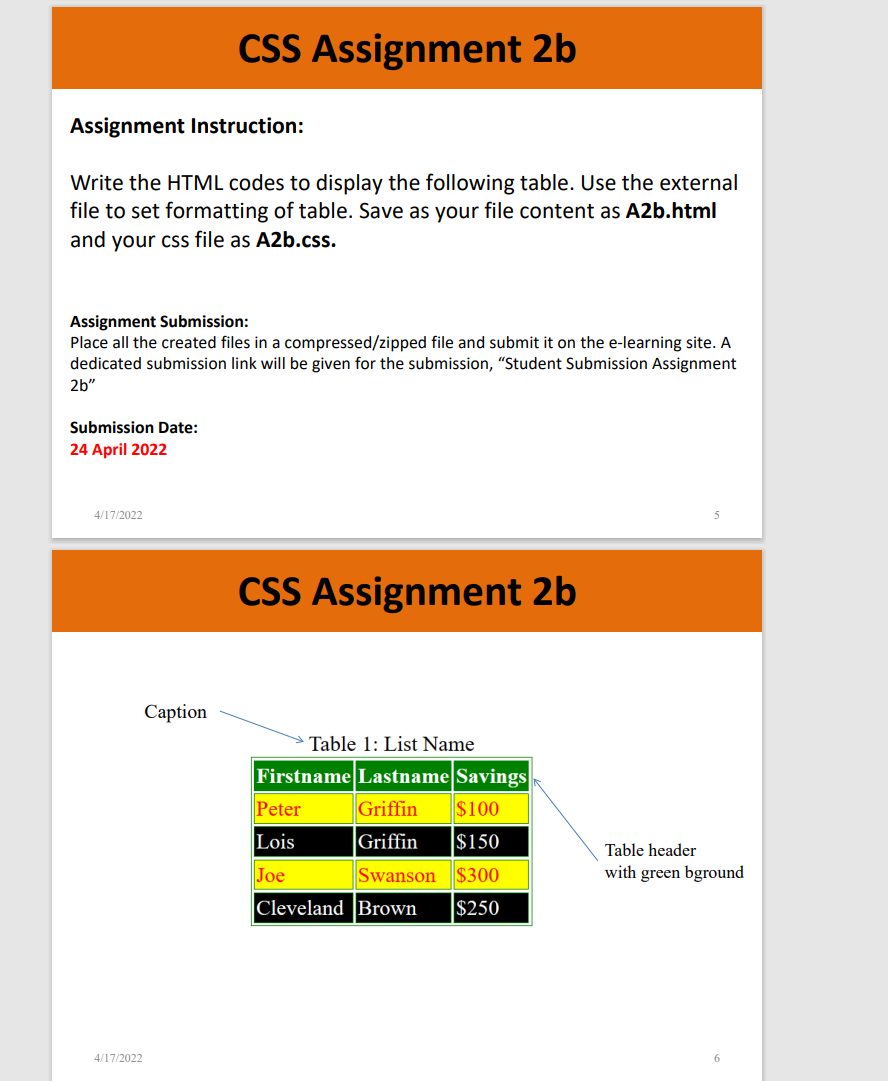 assignment for html css and javascript