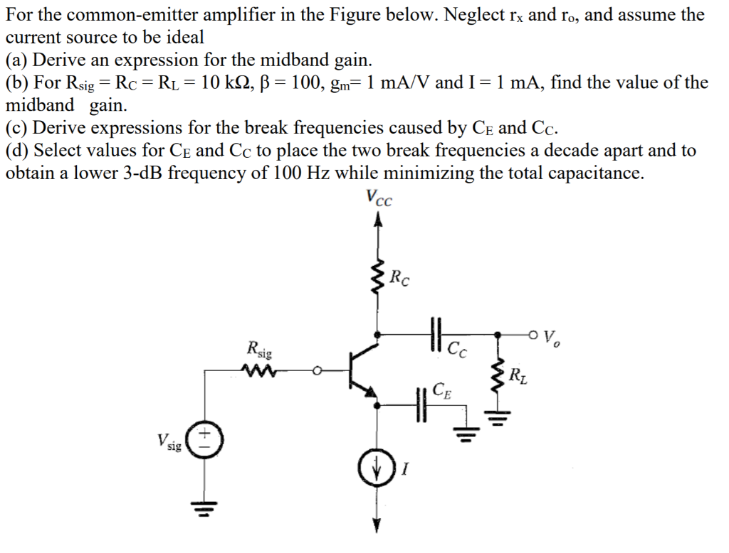 Solved For The Common-emitter Amplifier In The Figure Below. | Chegg.com