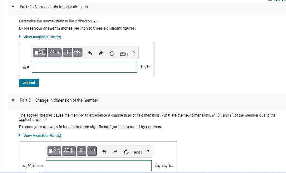 Solved Review Part A - Normal strain in the x direction | Chegg.com