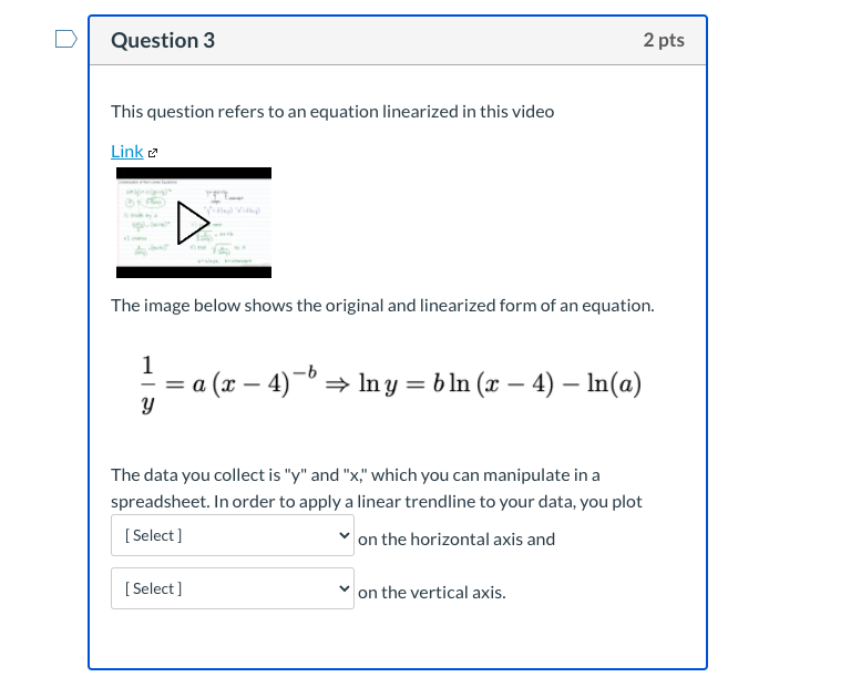 Solved Question 3 2 pts This question refers to an equation | Chegg.com