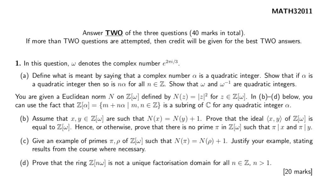 Solved Math311 Answer Two Of The Three Questions 40 Ma Chegg Com