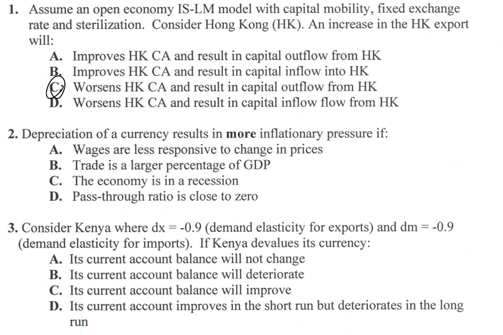 Solved 1. Assume An Open Economy IS-LM Model With Capital | Chegg.com