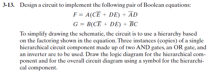 Solved 3-13. Design a circuit to implement the following | Chegg.com