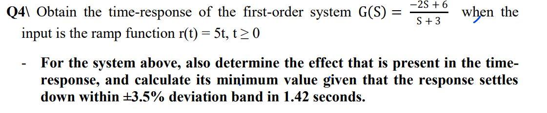 Q4। Obtain the time-response of the first-order | Chegg.com