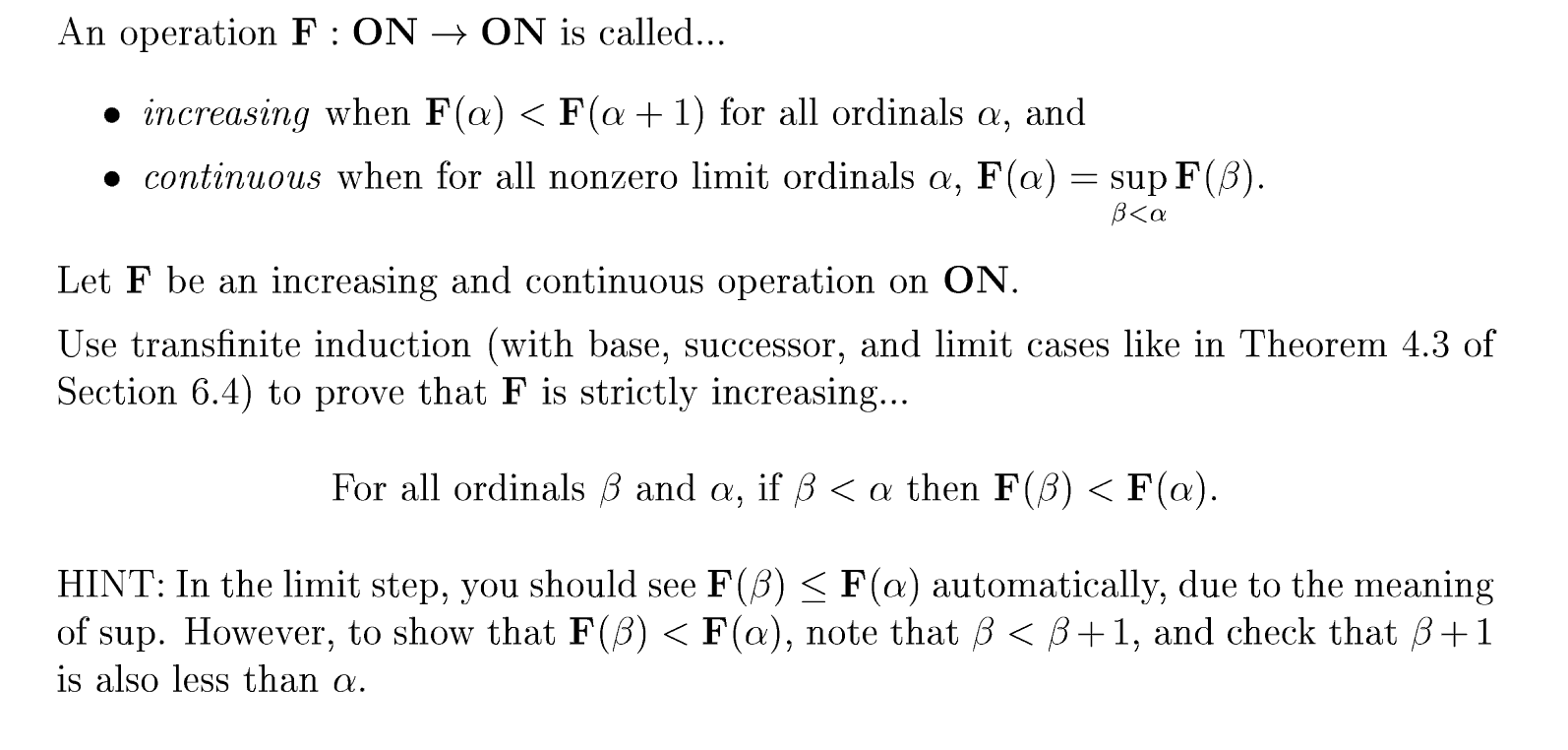 Solved An operation F:ON → ON is called... • increasing when | Chegg.com