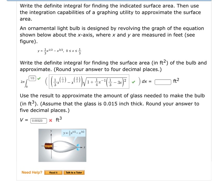 Solved Write the definite integral for finding the indicated