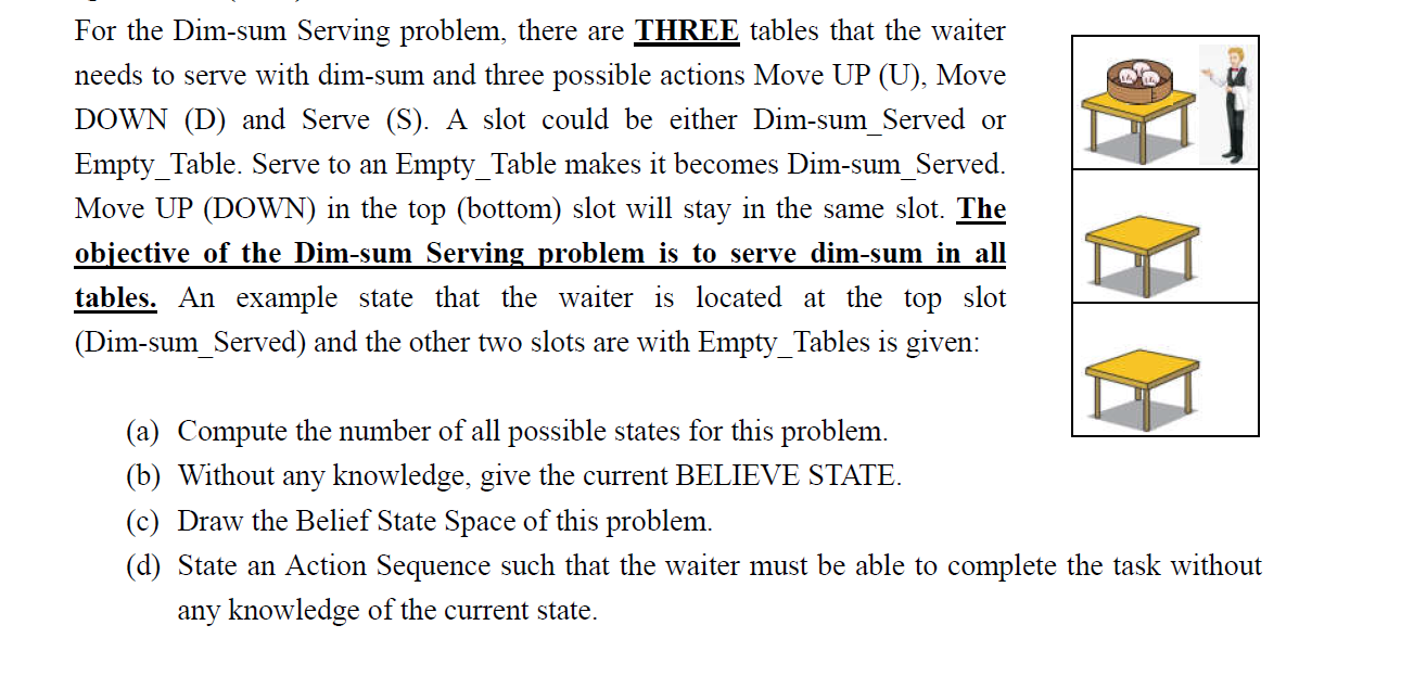 Solved For the Dim-sum Serving problem, there are THREE | Chegg.com