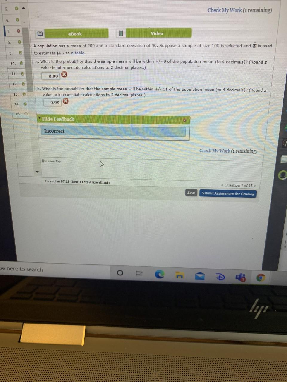 Solved 5. Check My Work (1 remaining) 6. 7. E eBook Video 8. | Chegg.com