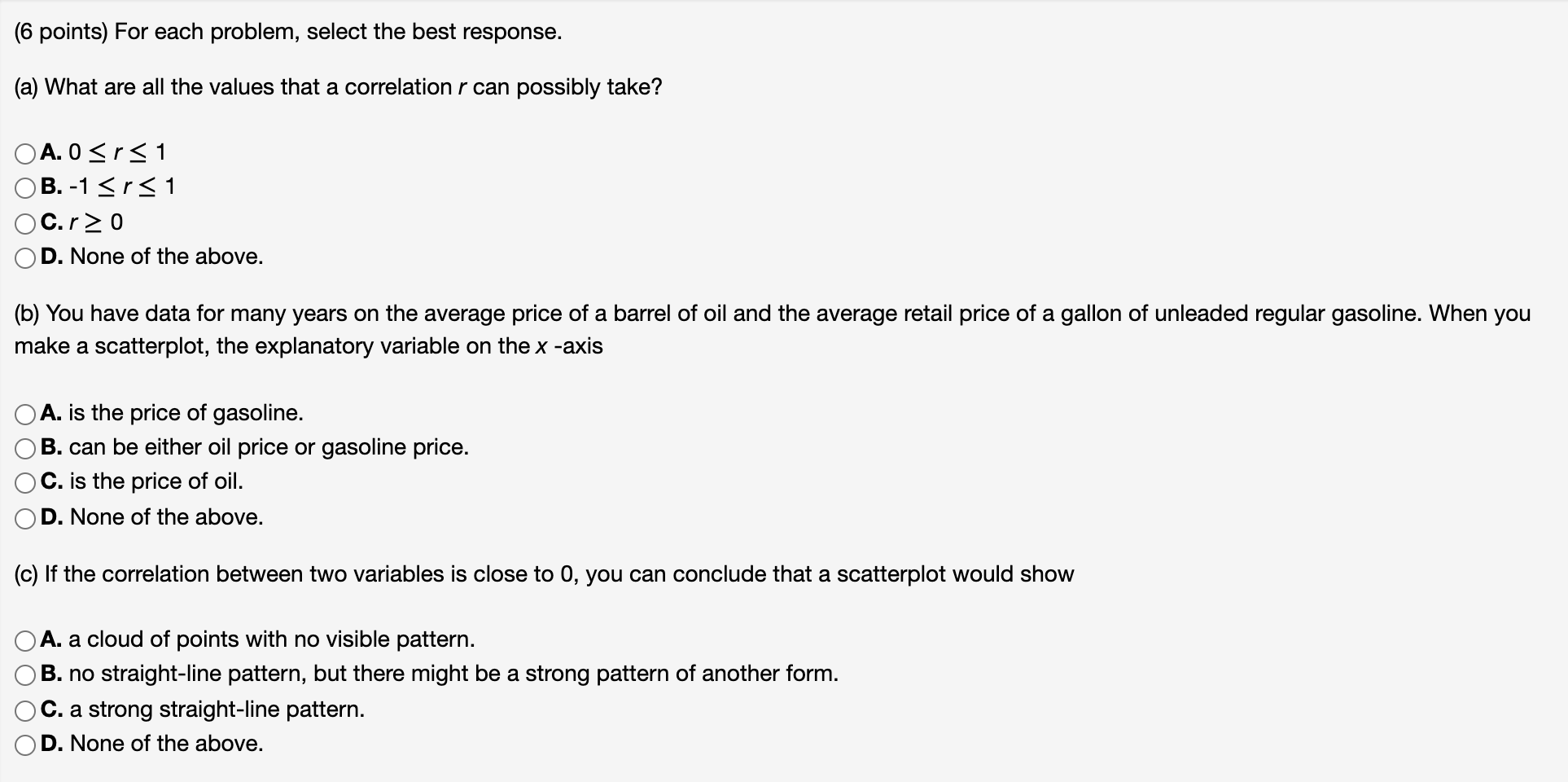 Solved (6 points) For each problem, select the best | Chegg.com